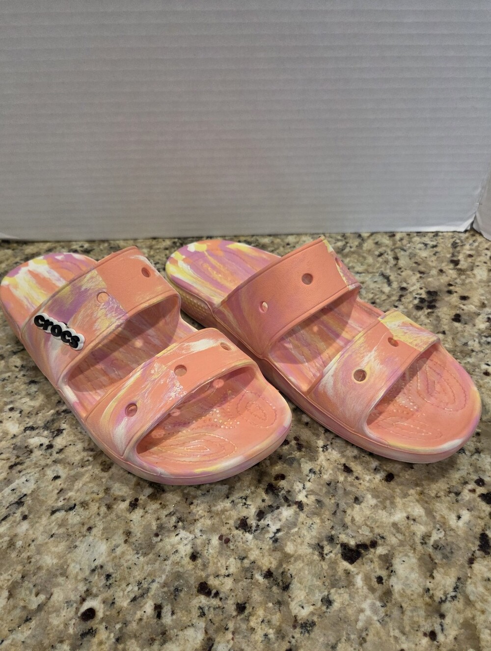 Crocs Sandals Unisex Adult Mens Womens Classic Two Strap Slides Marbled M 9 W 11